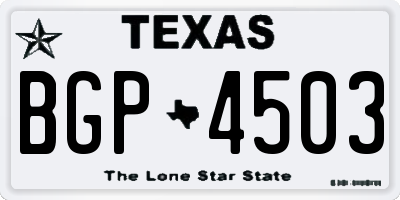 TX license plate BGP4503