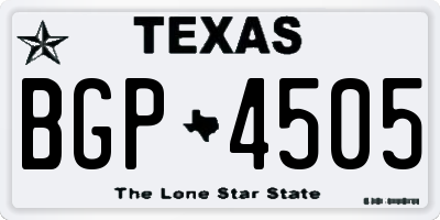 TX license plate BGP4505