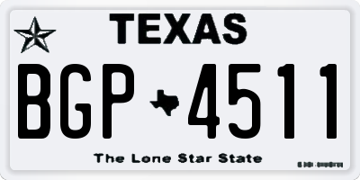 TX license plate BGP4511