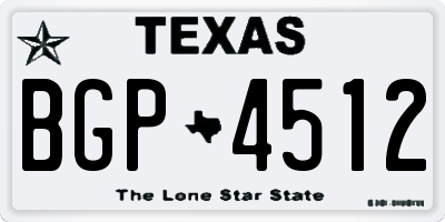 TX license plate BGP4512
