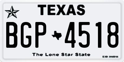TX license plate BGP4518