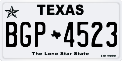 TX license plate BGP4523