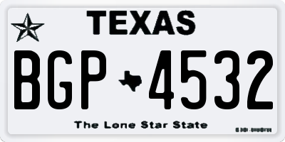 TX license plate BGP4532