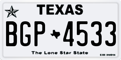 TX license plate BGP4533