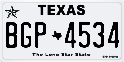 TX license plate BGP4534