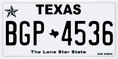 TX license plate BGP4536
