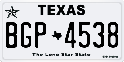 TX license plate BGP4538