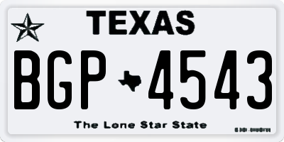 TX license plate BGP4543