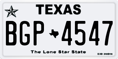 TX license plate BGP4547