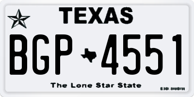 TX license plate BGP4551
