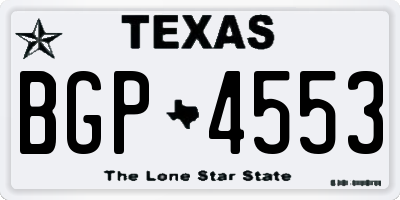 TX license plate BGP4553