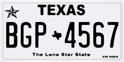 TX license plate BGP4567