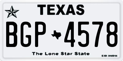 TX license plate BGP4578