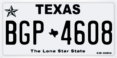 TX license plate BGP4608