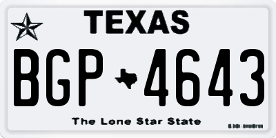 TX license plate BGP4643