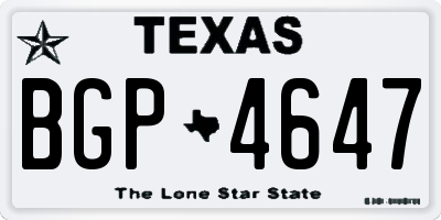 TX license plate BGP4647
