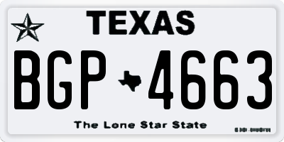 TX license plate BGP4663