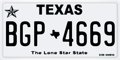 TX license plate BGP4669