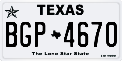 TX license plate BGP4670
