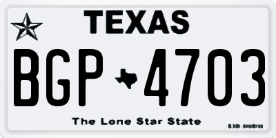 TX license plate BGP4703