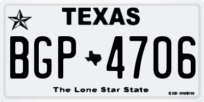 TX license plate BGP4706