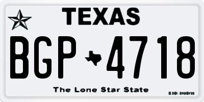 TX license plate BGP4718