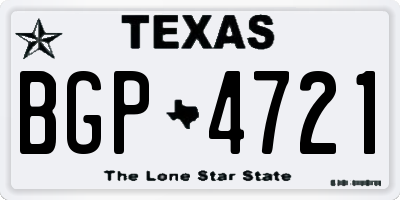 TX license plate BGP4721