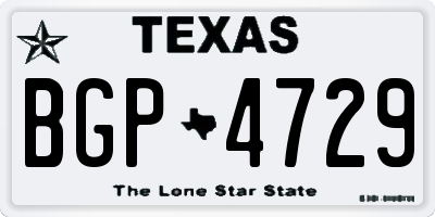 TX license plate BGP4729