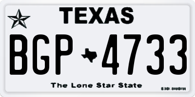 TX license plate BGP4733