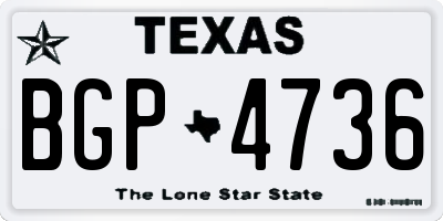 TX license plate BGP4736