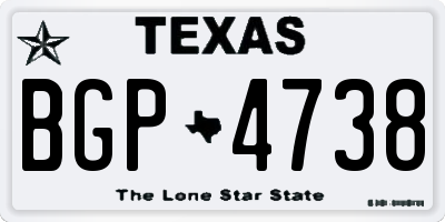 TX license plate BGP4738