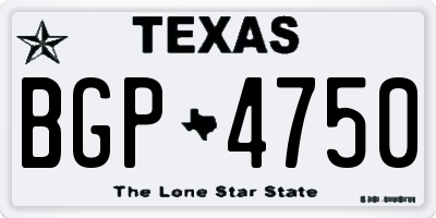 TX license plate BGP4750