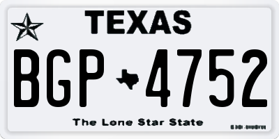 TX license plate BGP4752