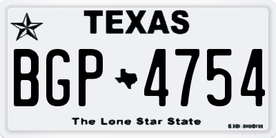 TX license plate BGP4754