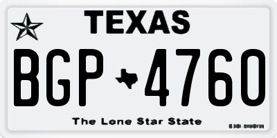 TX license plate BGP4760