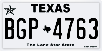 TX license plate BGP4763