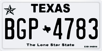 TX license plate BGP4783