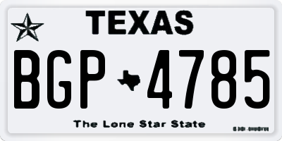 TX license plate BGP4785