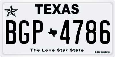 TX license plate BGP4786