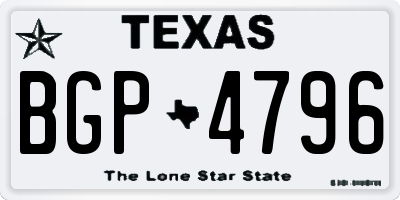 TX license plate BGP4796