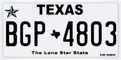 TX license plate BGP4803