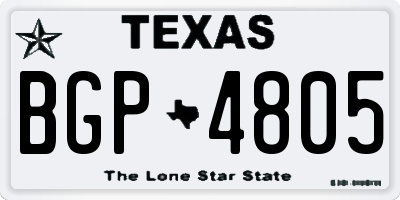 TX license plate BGP4805