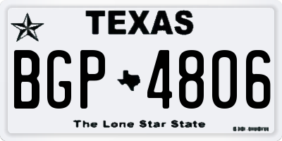 TX license plate BGP4806