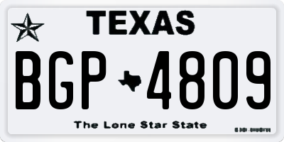 TX license plate BGP4809