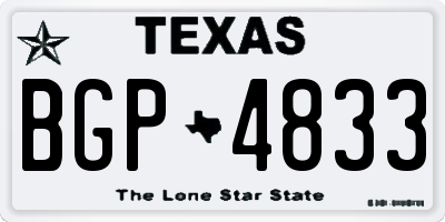 TX license plate BGP4833