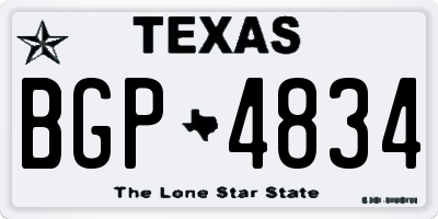 TX license plate BGP4834