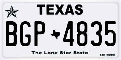 TX license plate BGP4835