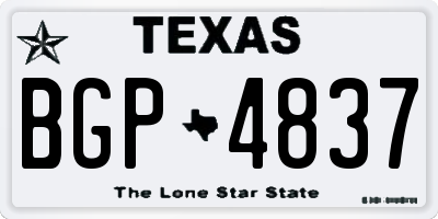 TX license plate BGP4837