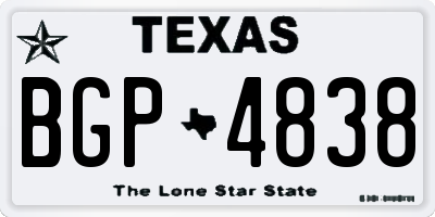 TX license plate BGP4838