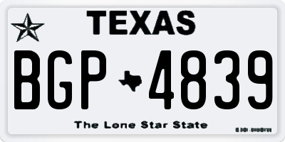 TX license plate BGP4839